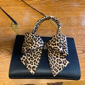 Leopard print bow purse